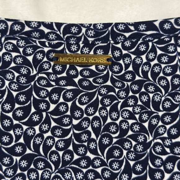 Michael Kors Womens Dress Navy White Floral Print Short Sleeve Size S NWT Preppy - Picture 4 of 12